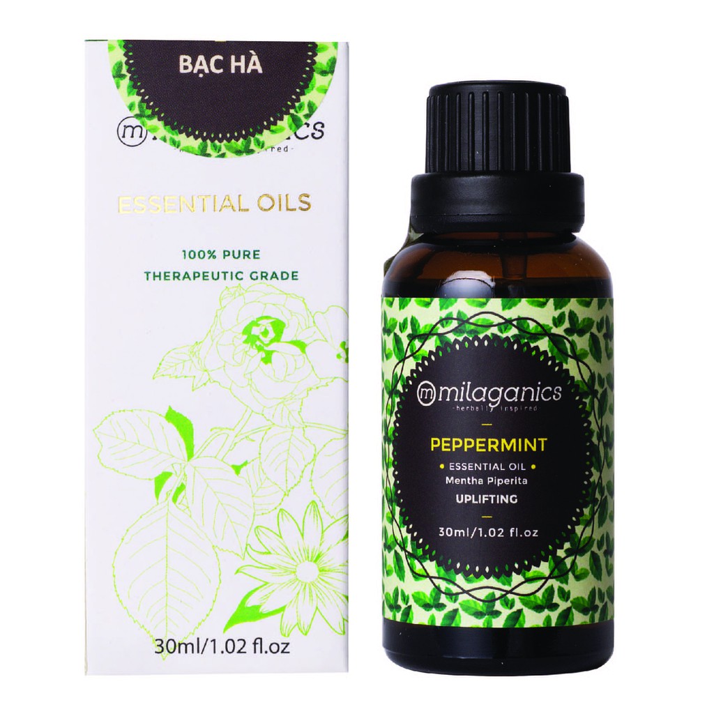 Tinh Dầu Bạc Hà Nguyên Chất Giúp Xông Phòng Sát Khuẩn, Đuổi Muỗi, Khử Mùi MILAGANICS 30ml (Chai)