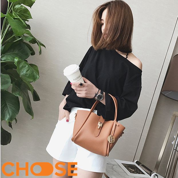 Túi Xách Nữ Choose Túi Da Thời Trang Công Sở Phối Khuy Chữ F BBK1K1