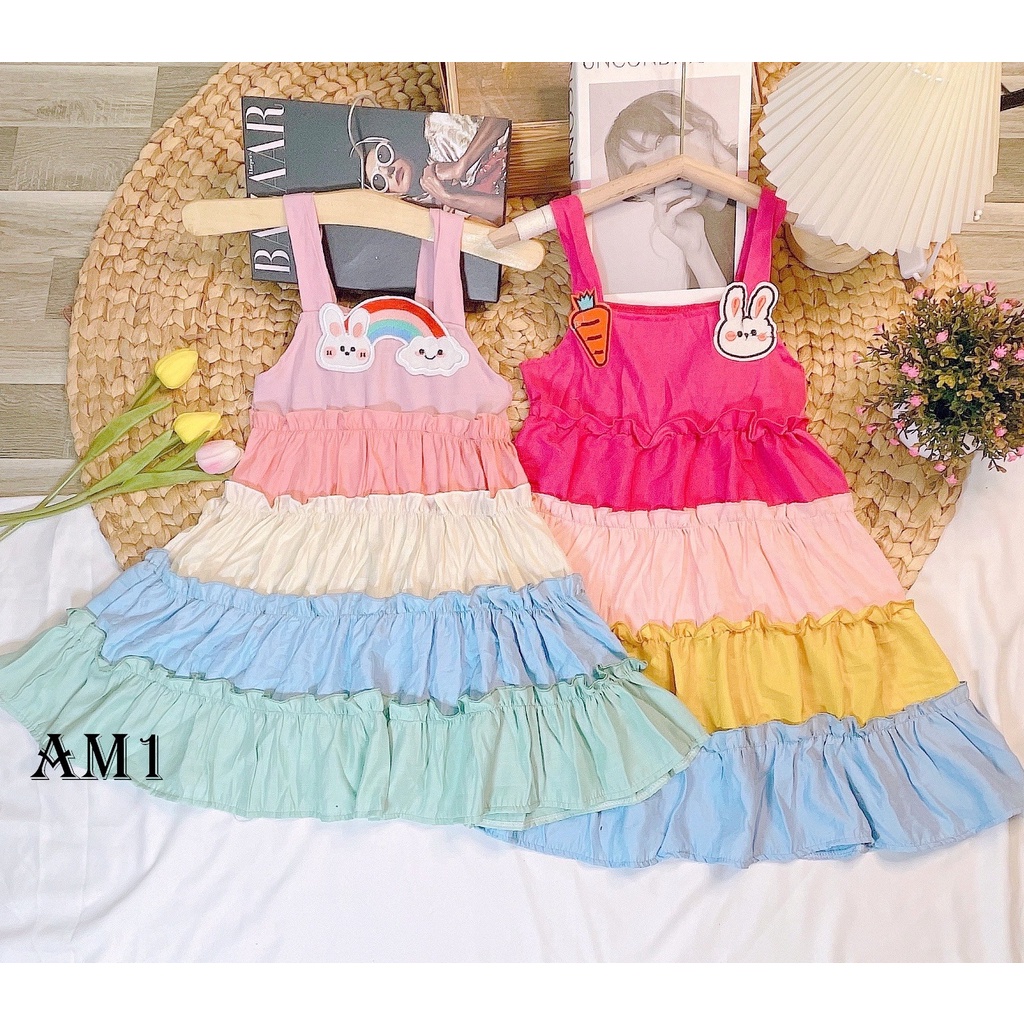Váy bé gái cầu vồng sắc màu TTR24 TTN25 Đầm bé gái 2 dây