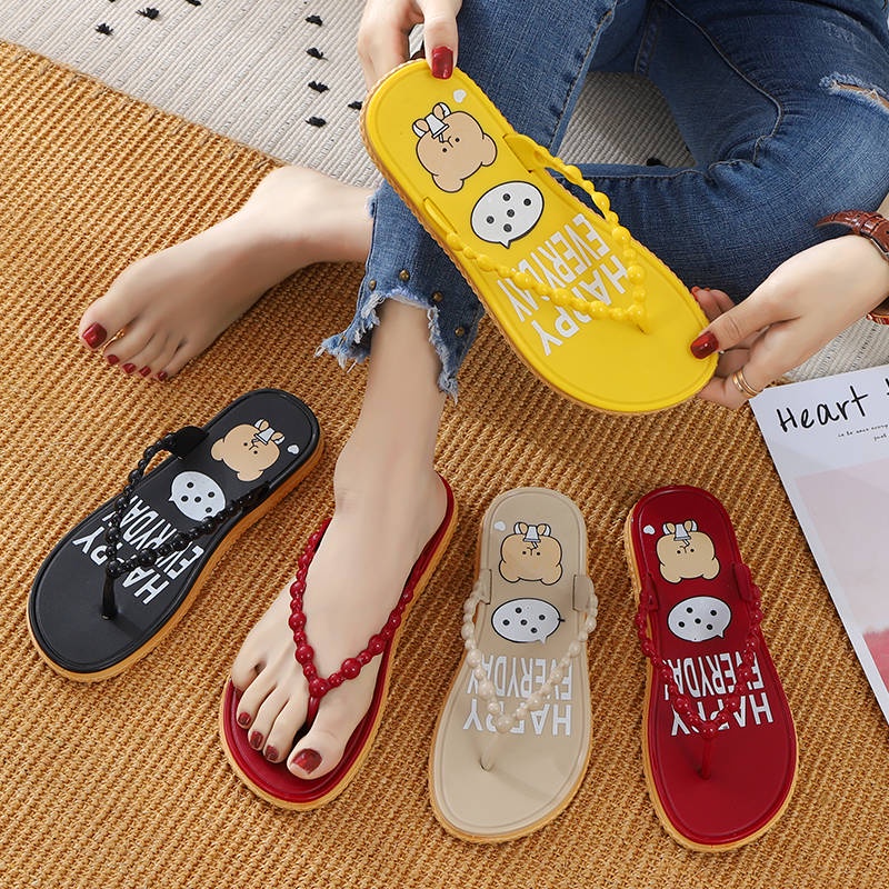 Dép tông nữ Dép Xỏ Ngón Đế Dày Bằng Cao Su Mềm Chống Trượt Thời Trang Mùa Hè