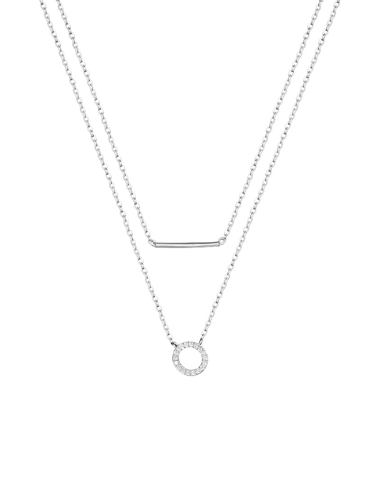 New Double-Layer Simplicity Design Sterling Silver Necklace Female Clavicle Chain Temperament Niche Design Sense Ins Style Pendant