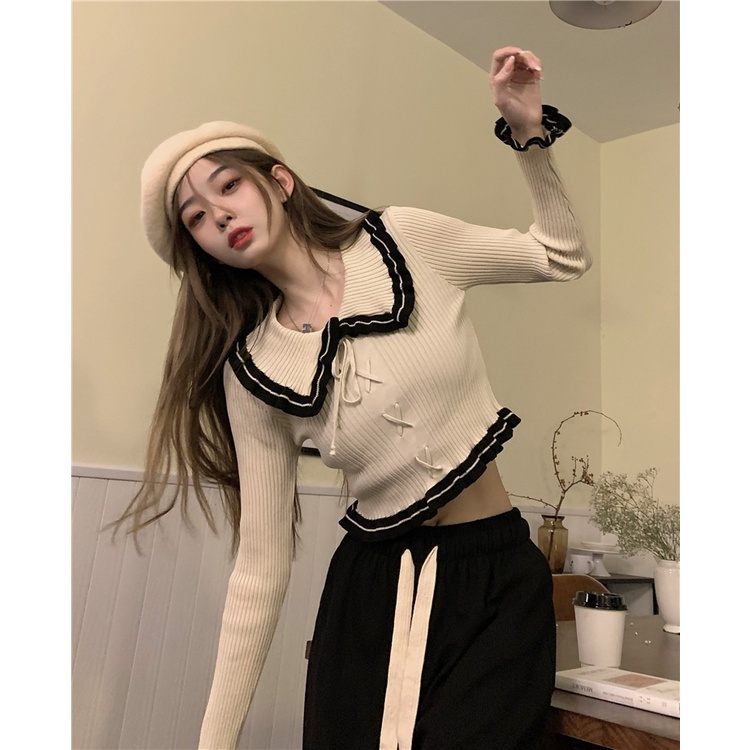 NRVP Áo Sweater Dệt Kim Dài Tay Thiết Kế Mới Thời Trang Theo Phong Cách Hàn Quốc Cho Nữ