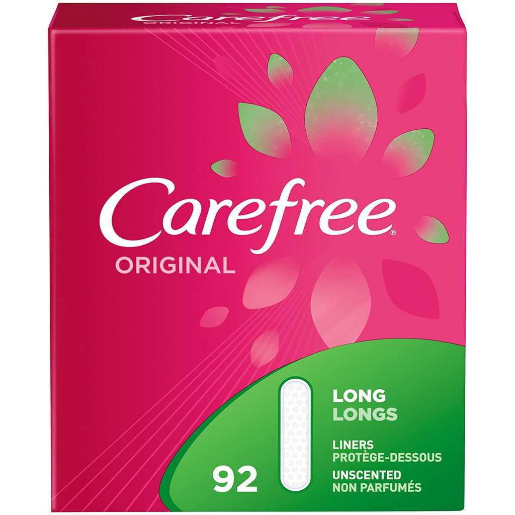 Hộp 92 băng vệ sinh hàng ngày Carefree Original Thin Panty Liners, Long, Unscented (Mỹ)