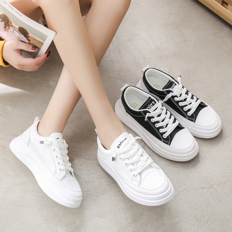 Giày Da Nữ, Giày Sneaker Da Nữ G55 Màu Trắng Đẹp Phong Cách Thời Trang Học Sinh Sinh VIên Đi Học Đi Chơi A1