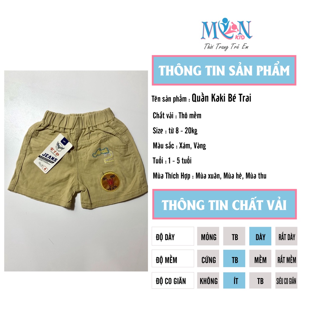 Quần kaki bé trai Monmonkid độ dày vừa phải quần cào xước phong cách từ 8-22kg