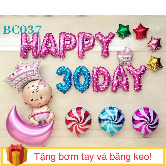 Set bóng trang trí đầy tháng cho bé