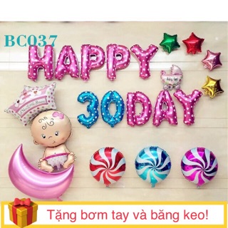 Set bóng trang trí đầy tháng cho bé trai, bé gái