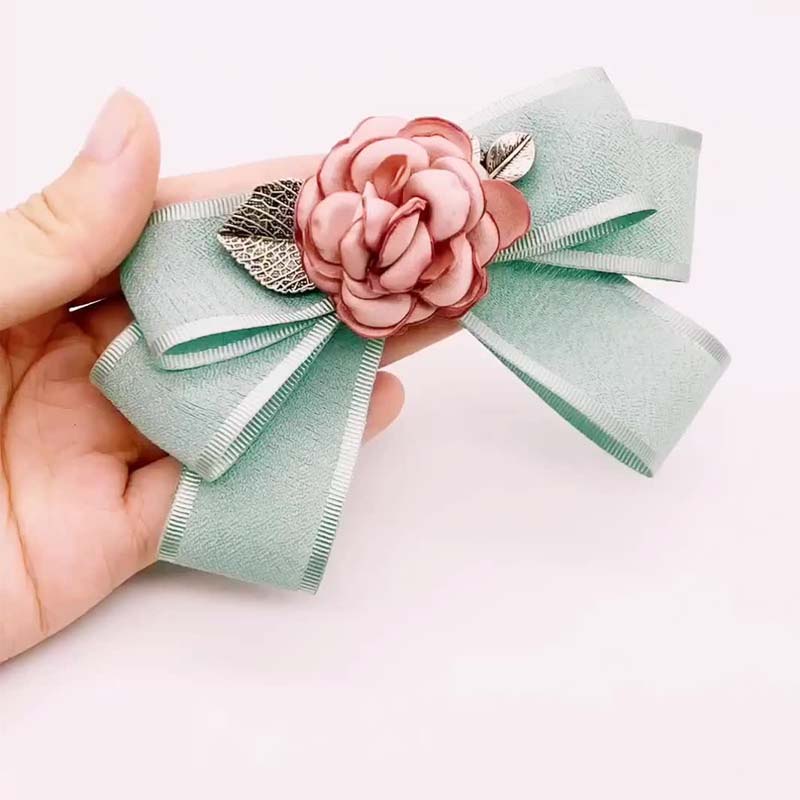 Cài Áo Hình Hoa Hồng Thắt Nơ Thanh Lịch