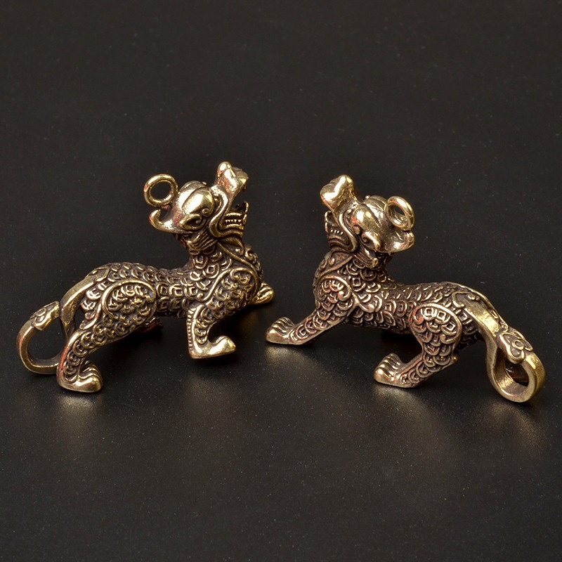 Tượng tỳ hưu mini bằng đồng thau , móc khoá tỳ hưu chiêu tài lộc may mắn