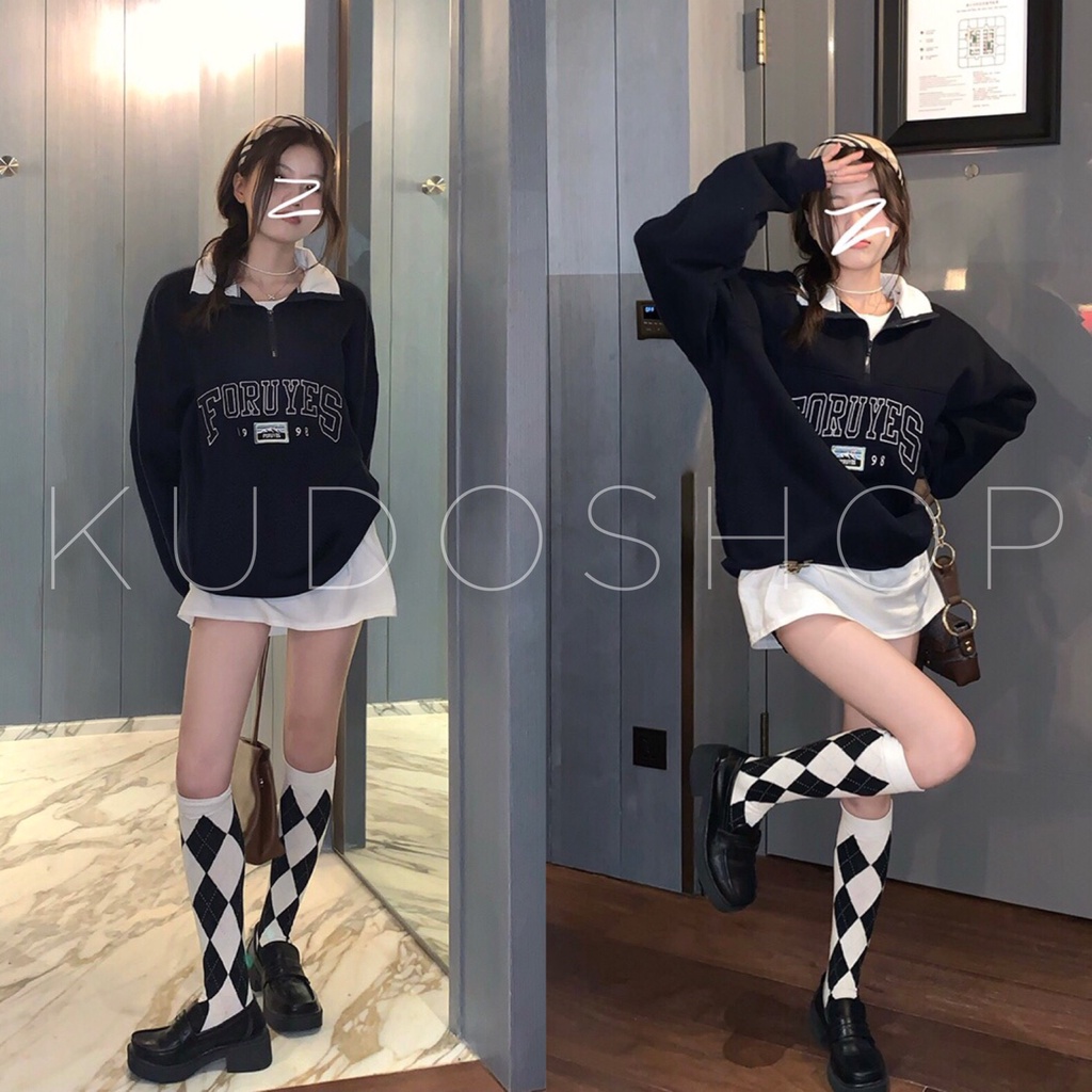 Áo sweater nam nữ form rộng unisex họa tiết chữ CHICAGO/ Áo nỉ tay bồng cổ khóa trẻ trung năng động_kudoshop