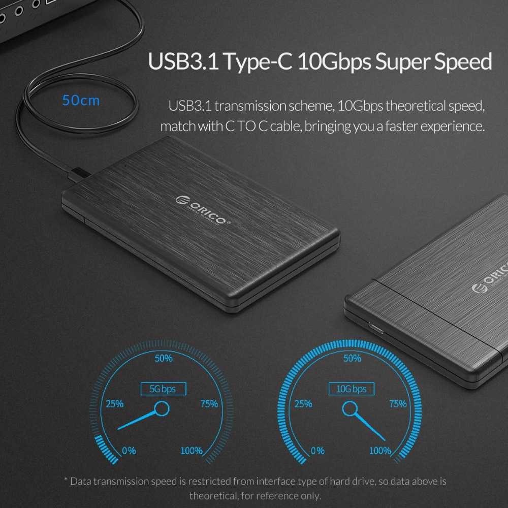 Ổ Cứng Ngoài Orico 2.5 Inch Usb Type C 3.1 Hdd - 2578c3-g2 - Màu Đen