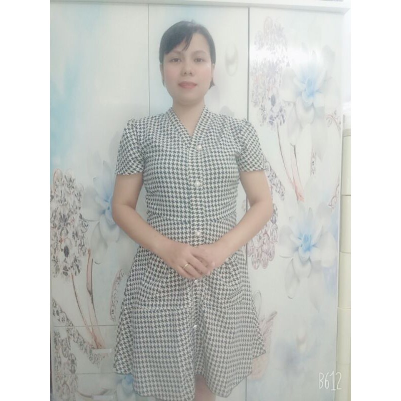 Đầm kẻ ô nút ngọc❤hàng y clip❤Size M/L/XL/XXL | BigBuy360 - bigbuy360.vn
