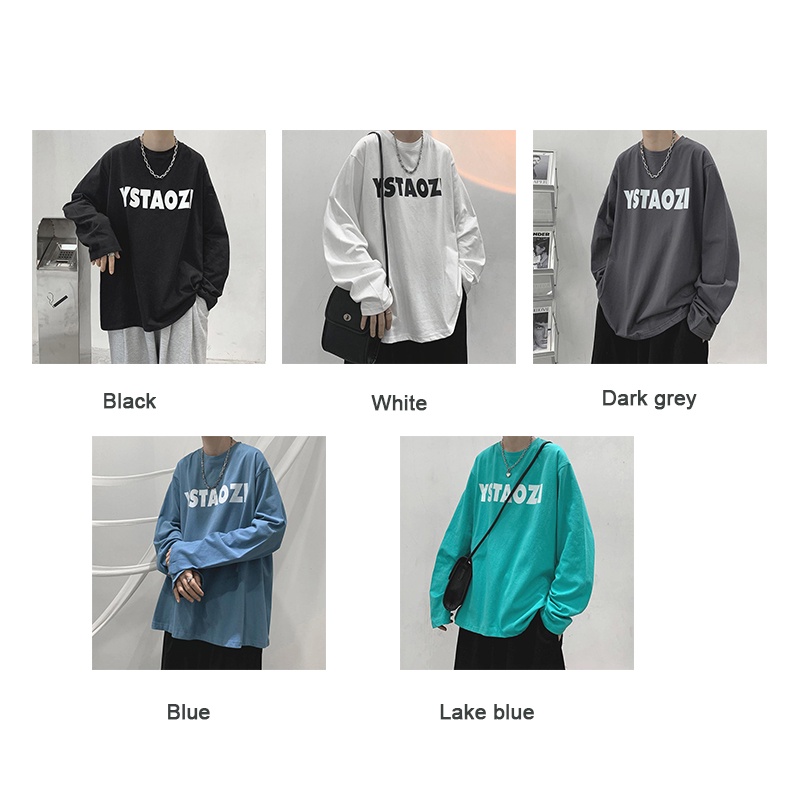 Áo thun AOKANG tay dài cổ tròn dáng rộng in hình thời trang mùa thu cho nam