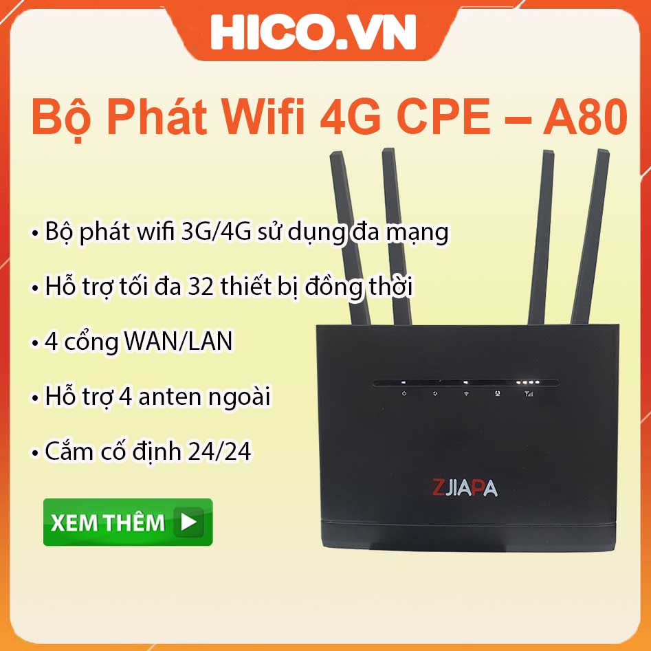 Bộ Phát Wifi Từ Sim 3G 4G LTE CPE 101 - 3 Cổng Lan , Truy Cập Tối Đa 32 Thiết Bị , Lắp Cho Oto Khách , Camera , TV Smart