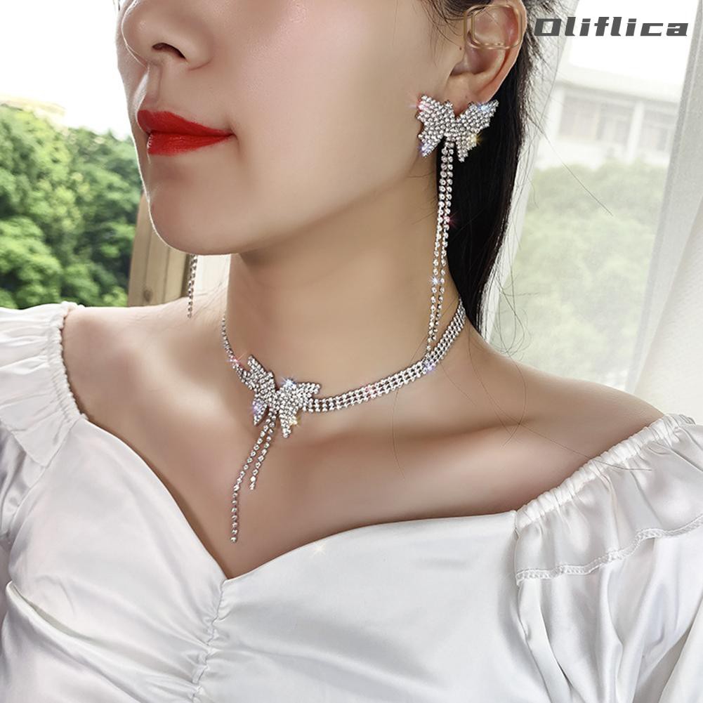 Mới Vòng Cổ Choker Dài Đính Đá Hình Bướm Mới