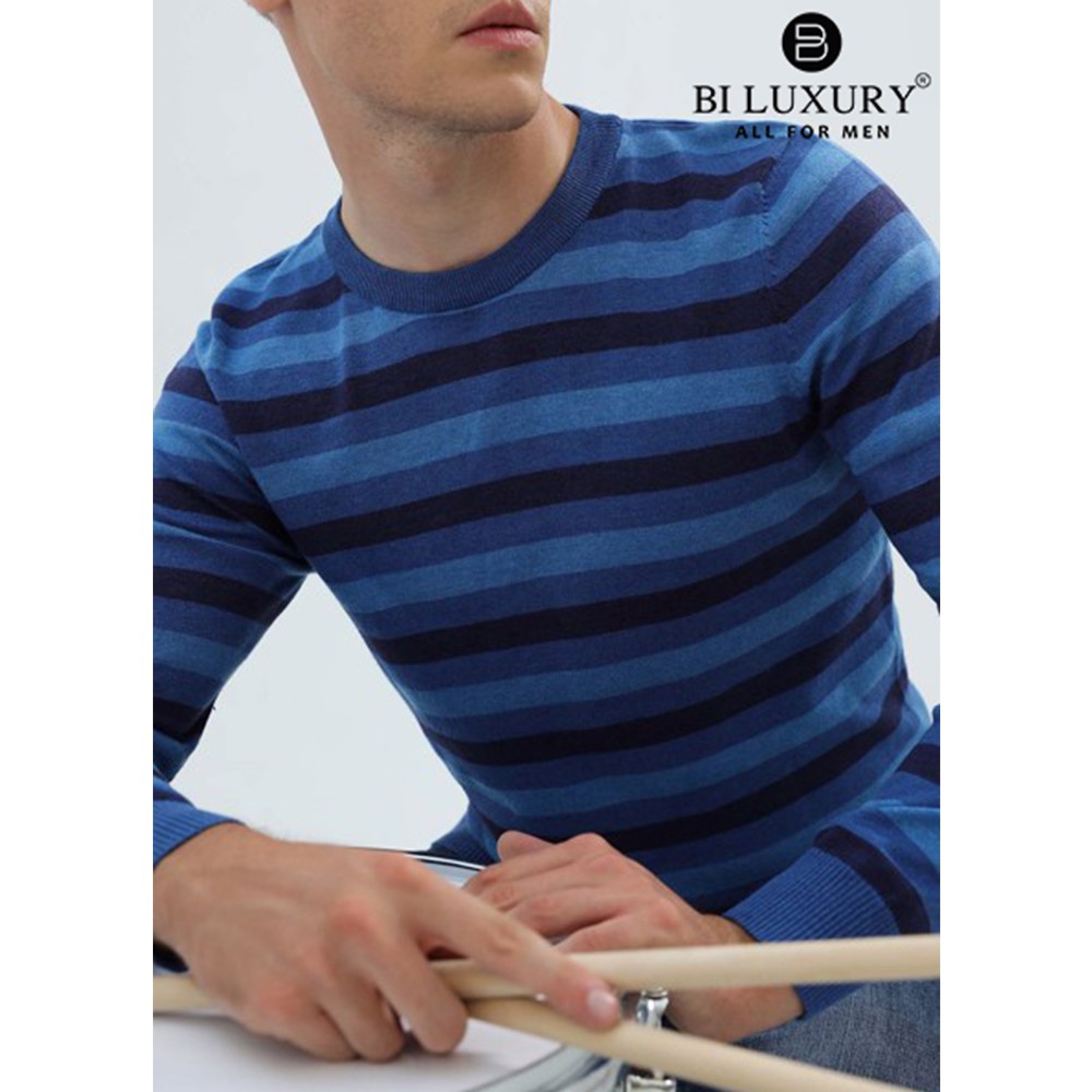 Bộ sưu tập Áo len nam BILUXURY sọc ngang lịch lãm cổ điển vải mềm mịn không bông xù | BigBuy360 - bigbuy360.vn