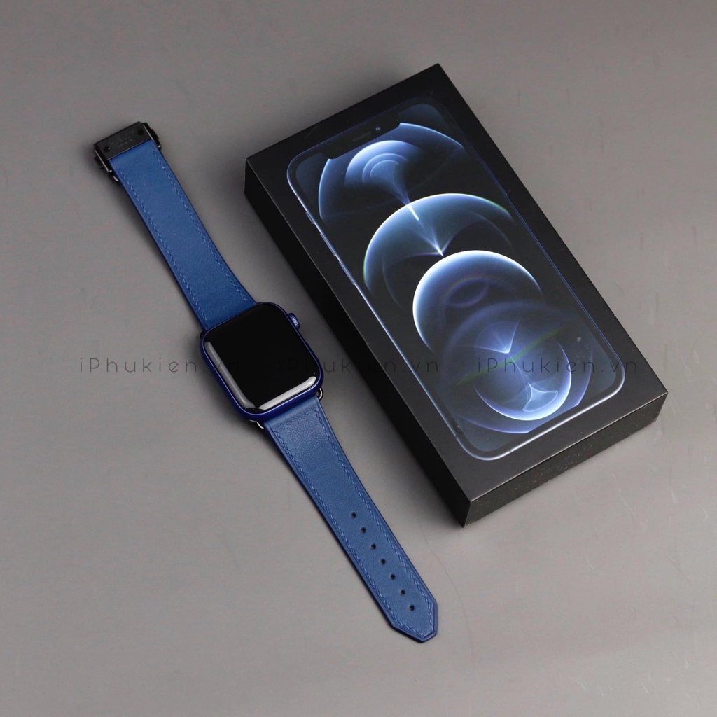 Dây Da Handmade [DA THẬT, BẢO HÀNH 1 NĂM] Swift Xanh Pacific cho Apple Watch Seris 1/2/3/4/5/6/7