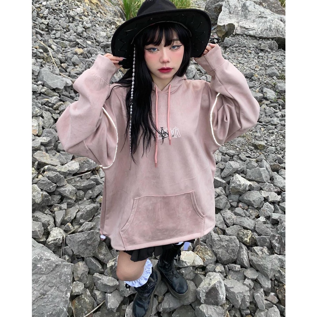 Áo Hoodie nỉ bông Local Brand Banawa form rộng nam nữ unisex - Criminal Hoodie - Màu hồng