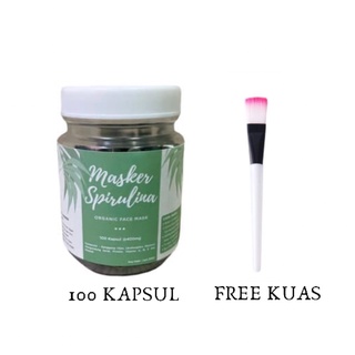 Image of Masker Wajah Spirulina Organik 100 Kapsul - Free Kuas Masker