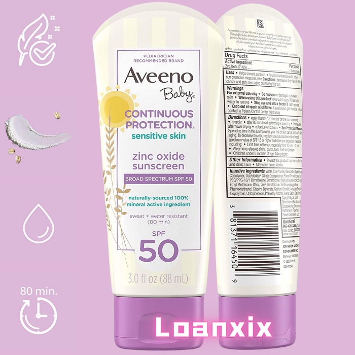 Kem Chống Nắng Cho Bé Aveeno Baby Continuous Protection Sensitive Skin Sunscreen Lotion SPF 50