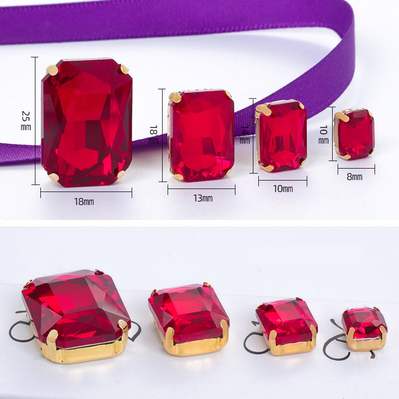 Đá Pha Lê Hình Chữ Nhật 18x25mm Dùng Trang Trí Quần Áo