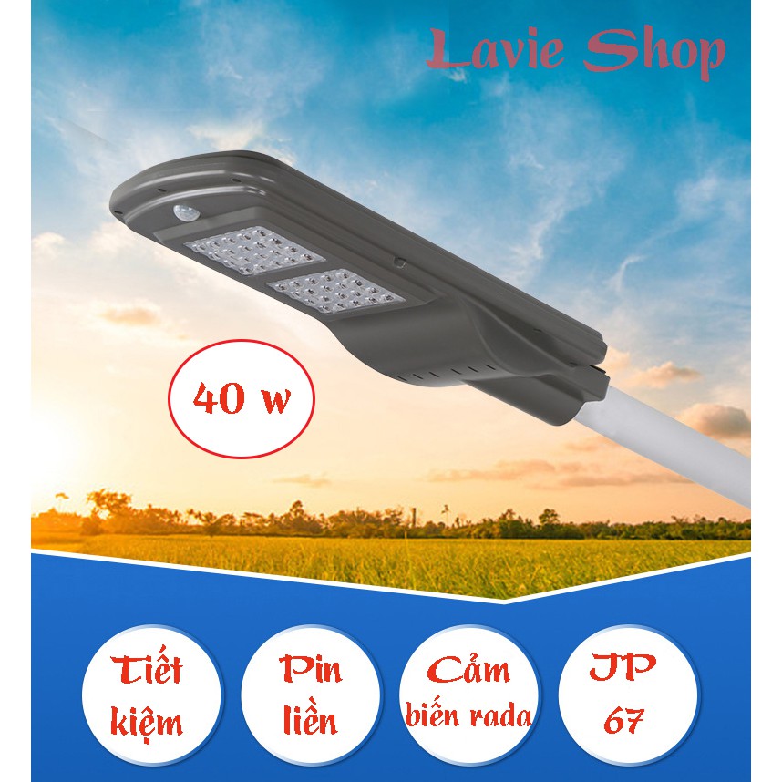 Đèn Led Năng Lượng Mặt Trời, Đèn Đường, Đèn Ngoài Trời Công Suất Lớn 20W/40W/60W Không Cần Dùng Điện Bảo Hành VT160A