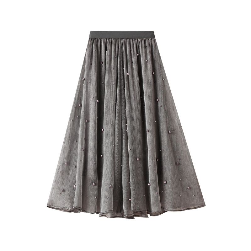 Ruffled beaded skirt, new high-waisted long skirt, irregular mid-length skirt | BigBuy360 - bigbuy360.vn