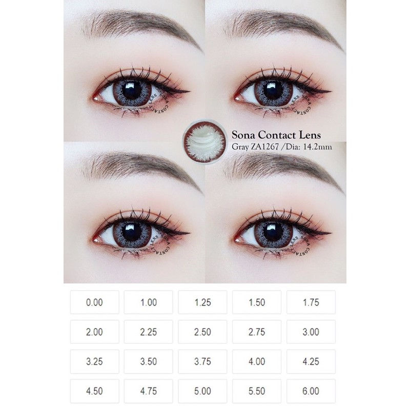 Lens Sona cận 3.00-4.50 màu xám