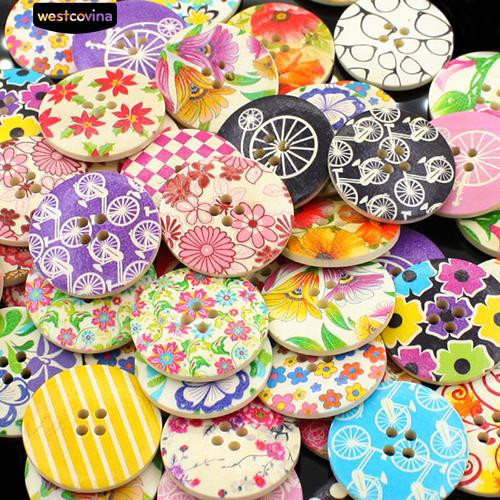 Set 25 Cúc Áo Gỗ 30Mm 4 Lỗ Chuyên Dụng Cho Thợ May Vá