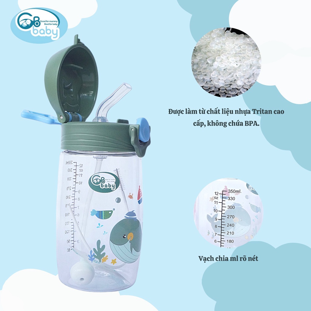 Bình tập uống nước cho bé Gb baby Tritan 350ml, 480ml chống sặc dùng cho bé từ 6 tháng tuổi trở lên