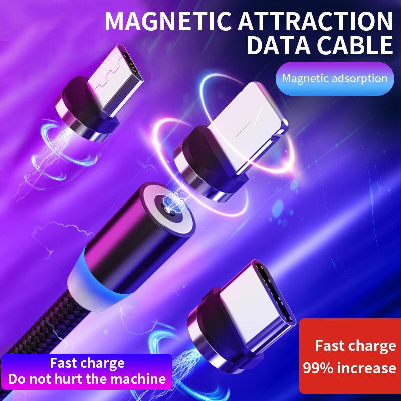 Dây cáp sạc micro USB + USB + loại C từ tính cho IP