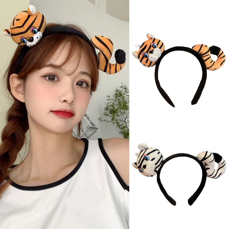 Flgo Băng Đô Cài Tóc Hình Hổ Hoạt Hình Có Đuôi Cho Búp Bê Trang Điểm
