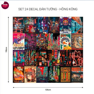 Set 24 decal dán tường - hong kong