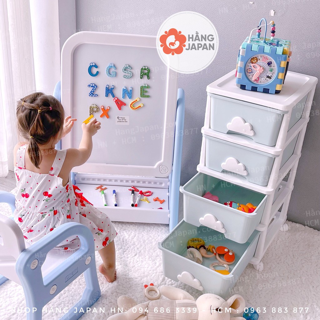 Tủ nhựa ngăn kéo 4 tầng cho bé  đựng đồ chơi, quần áo hình đám mây chắc chắn màu sắc đáng yêu