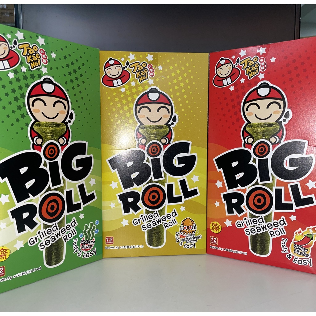 Snack Rong Biển Nướng Giòn Cậu Chủ TaoKaeNoi Big Roll Vị Cay (Hộp 12 gói-đỏ)