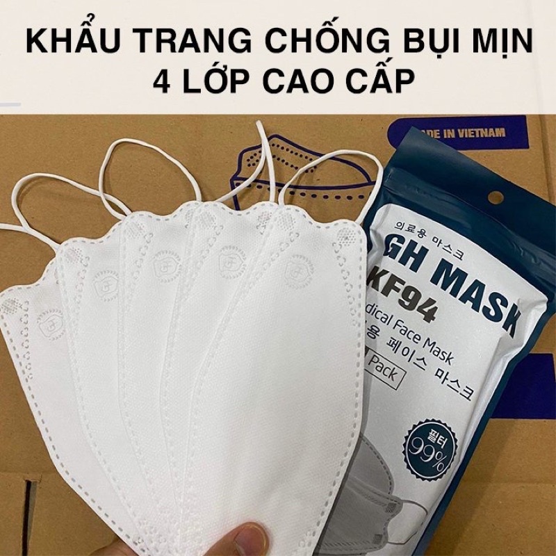 Hộp 10 Khẩu trang 4 Lớp KF94 HD MASK Chống Bụi Mịn Và Kháng Khuẩn Hàng Cao Cấp Hàn Quốc