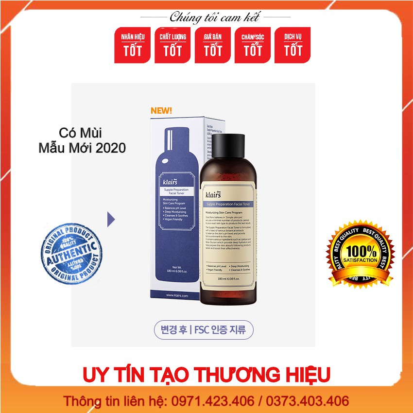 Toner Klairs Supple Preparation Facial 180ml cho Da Nhạy Cảm