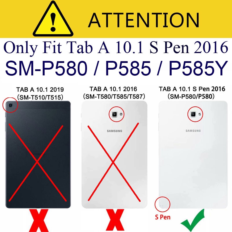 Ốp máy tính bảng bảo vệ cho Samsung Galaxy Tab A 10.1 2016 A6 10.1" S Pen SM-P580 P585 SM
