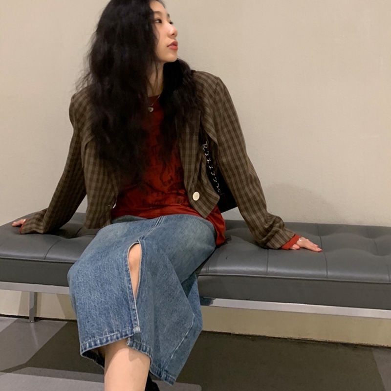 IMAODOU Chân váy jean dài lưng cao vừa dáng ôm thời trang mùa thu 2023 cho nữ