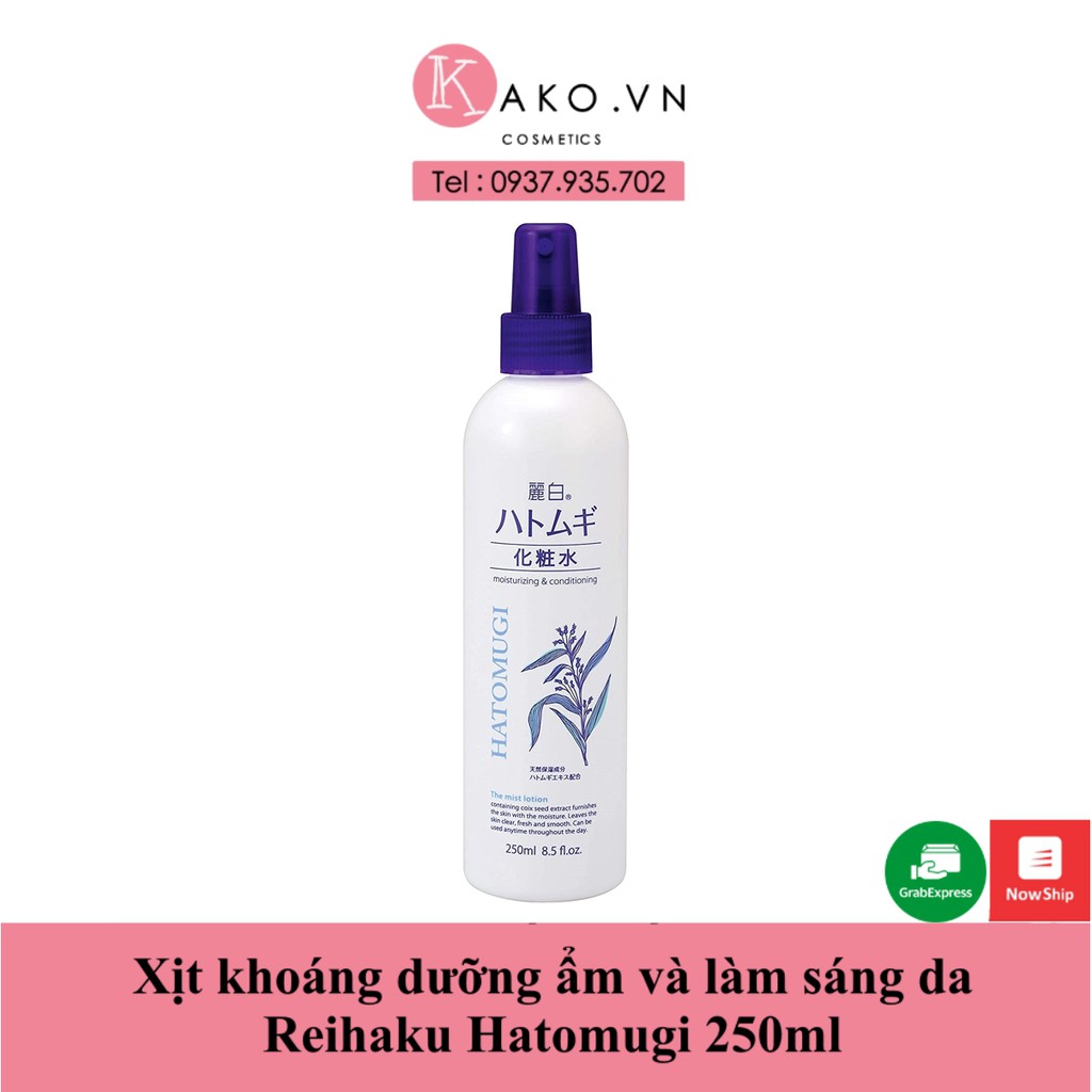 Xịt khoáng dưỡng ẩm và làm sáng da Reihaku Hatomugi 250ml