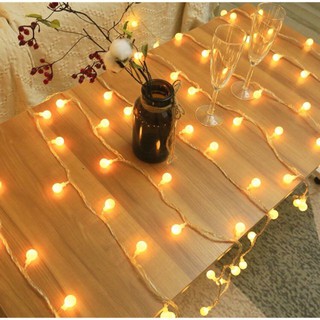 (Thanh Lý-Bể Nắp/Hộp Pin) 1 Dây Đèn Led Trang Trí Cherry Ball 6m/3m Bóng Tròn, Màu Vàng Nắng