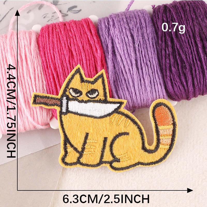 Sticker Ủi Thêu Hình Mèo Hoạt Hình Dễ Thương