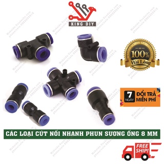 Cút nối nhanh khí nén phun sương các loại T, góc chuyển chữ thập
