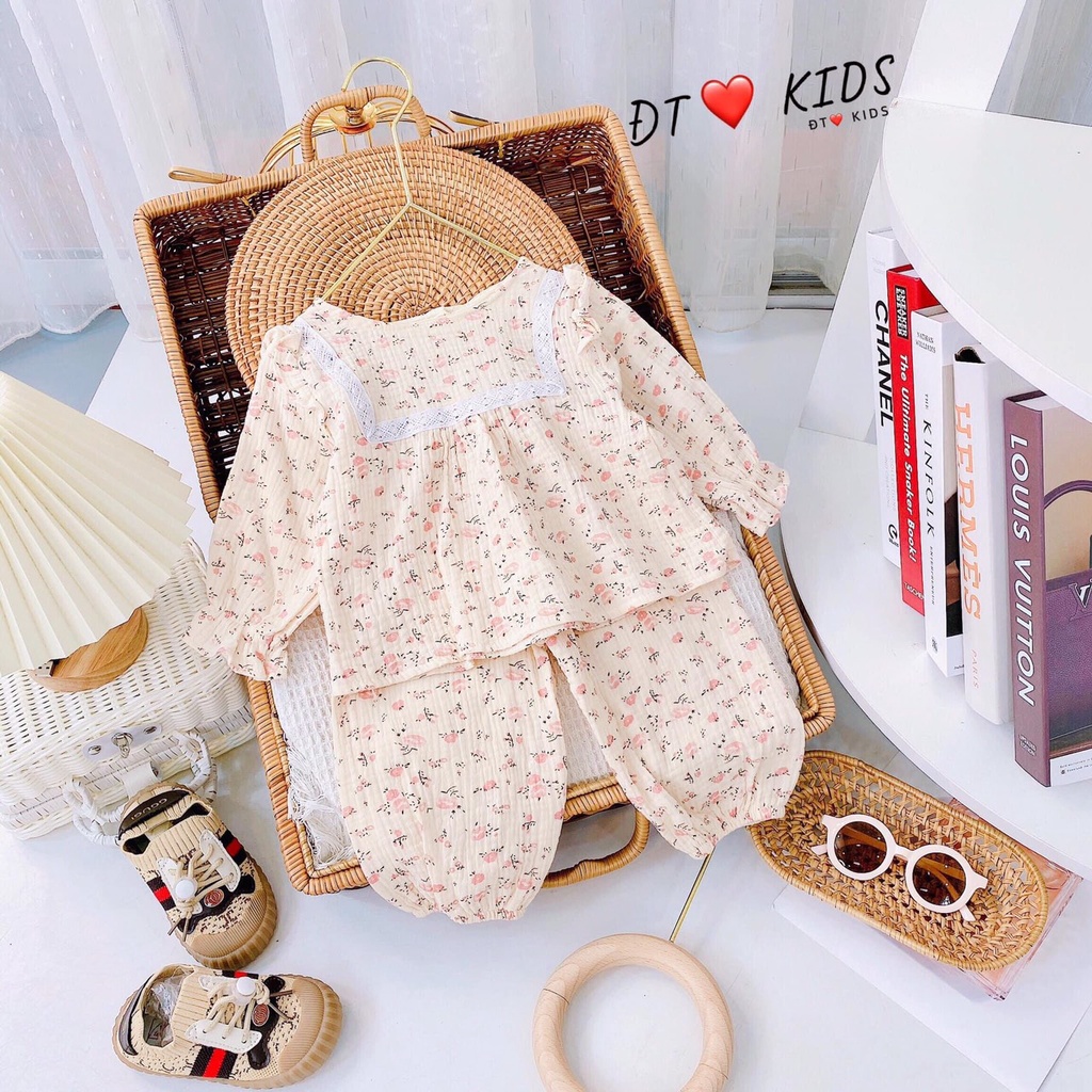 Bộ đũi muslin dài tay cho bé