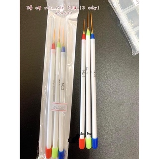 Bộ cọ râu vẽ móng tay chân (1 bộ 3 cây)