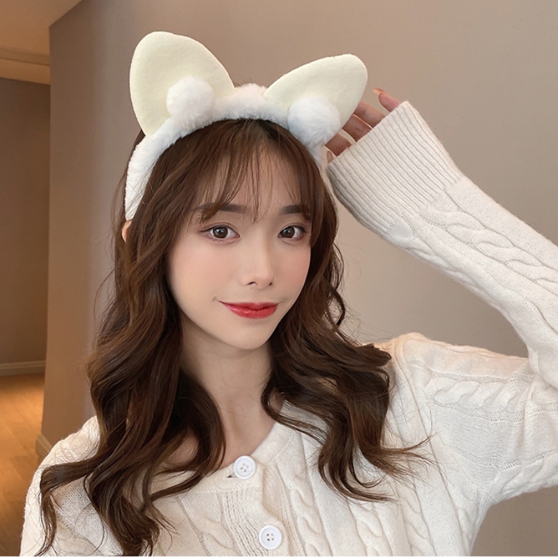 Băng Đô Rửa Mặt Hình Tai Mèo Bằng Lông Nhung Dễ Thương Xinh Xắn