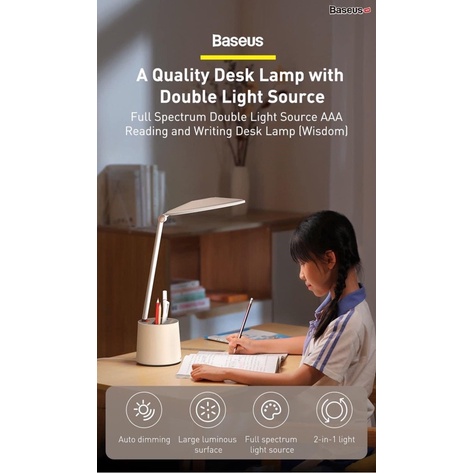 Đèn để bàn làm việc, đọc sách và làm đèn ngủ Baseus Smart Eye Series Full Spectrum Double Light Source AAA