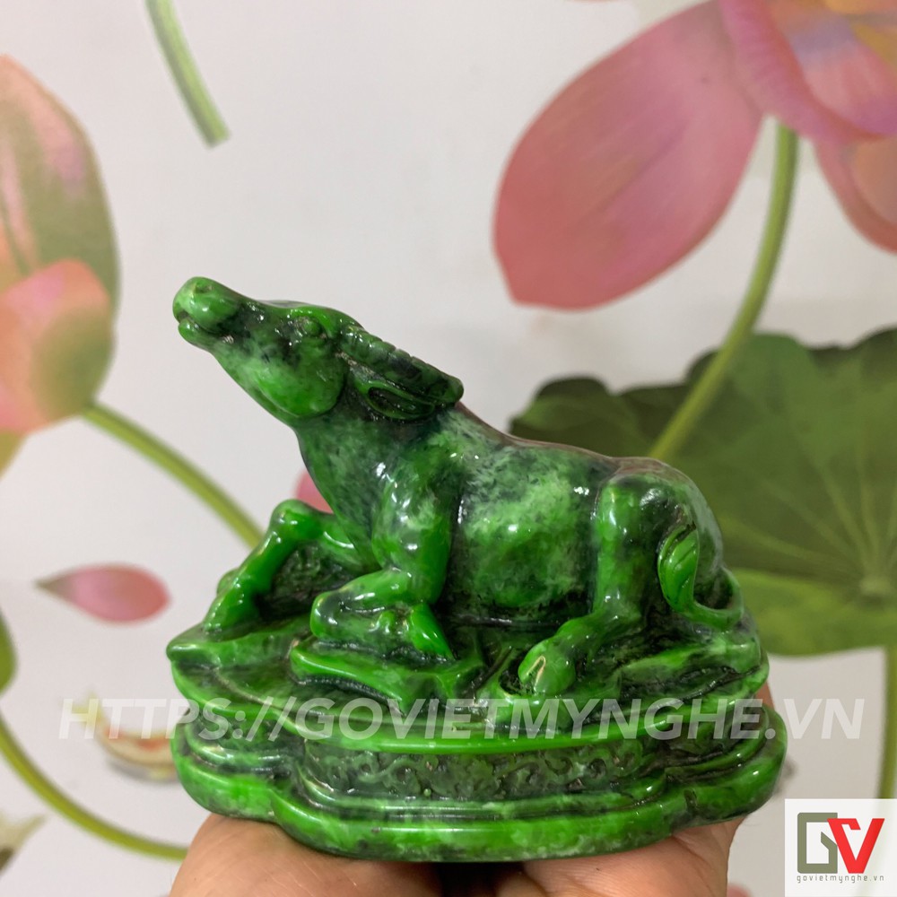 Tượng đá linh vật 12 con giáp trang trí phong thủy bàn làm việc - Màu xanh lục bích