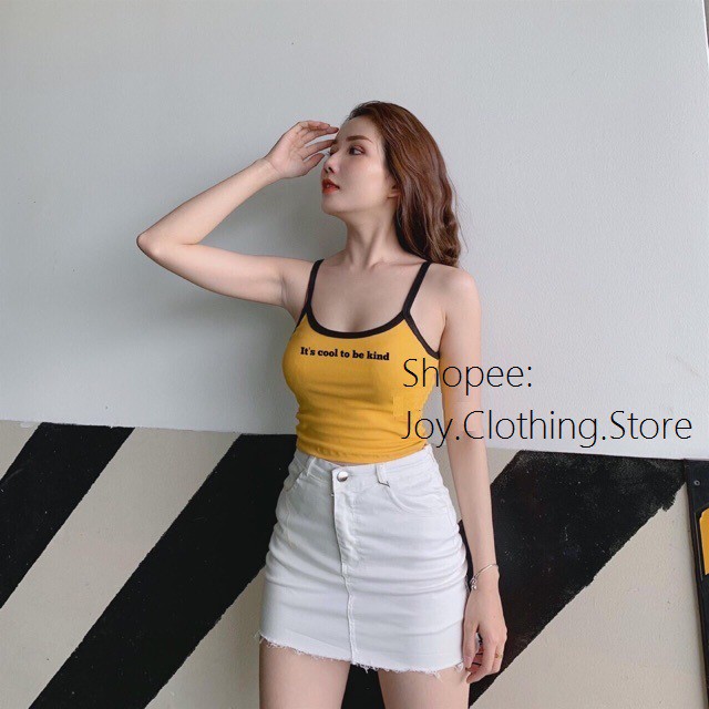 ÁO THUN HAI DÂY CROPTOP ÔM BODY IT'S COOL TO BE KIND - ÁO TẬP GYM, YOGA 4