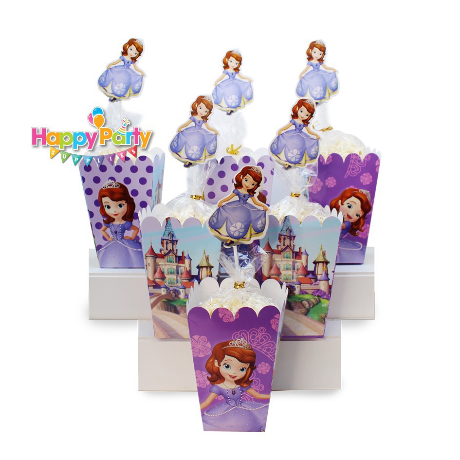 Set trang trí sinh nhật bé gái Bộ phụ kiện chủ đề công chúa Sofia mini - mega - Happy birthday thôi nôi cho bé